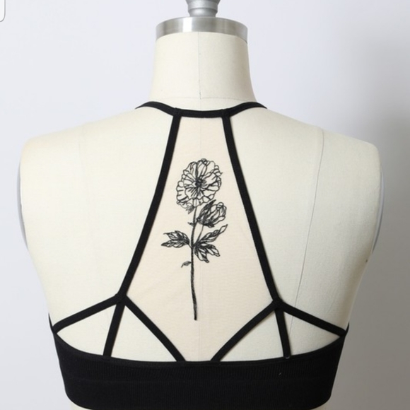 Lace Bralette Bra Tattoo Sheer Mesh - Picture 5 of 6
